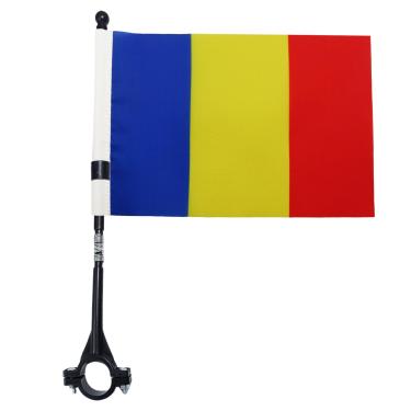 Imagem de AZ FLAG Bandeira de bicicleta da Romênia 12 x 20.3 cm - Bandeira de bicicleta romena 21 x 14 cm - Bastão e base de plástico preto
