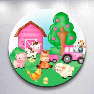 Imagem de Painel Tema Fazenda Animais Capa Grande e Mini Redondoda Estampa Subli