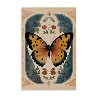 Imagem de Stupell Industries Arte de parede em tela vintage com simetria de borboleta de fazenda, design por Arlington Prints, 91 x 61 cm