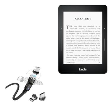 Imagem de BoxWave Cabo compatível com Amazon Kindle Paperwhite (3ª geração 2015) - Cabo MagnetoSnap AllCharge, cabo de carregamento magnético USB Tipo-C Micro USB - Preto