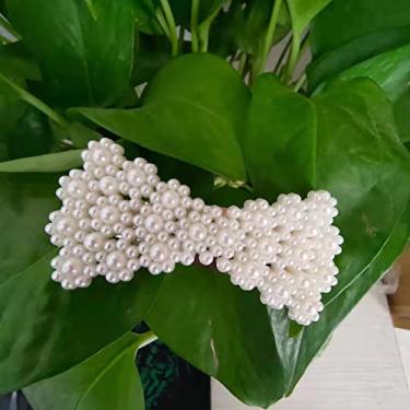 Imagem de Grampo de cabelo com laço de pérola elegante design de flor de borboleta acessório de cabelo feminino para franja e estilo diário