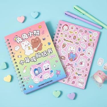 Imagem de Livreto de adesivos Kawaii com mais de 1000 adesivos – desenhos animados, animais, brilhantes, transparentes e holográficos para diário, álbuns, artesanato DIY, cadernos, agendas e calendários (Bunny