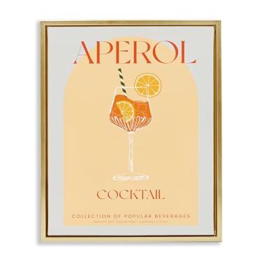 Imagem de Stupell Industries Arte de parede elegante retrô Aperol Cocktail preto emoldurado em tela flutuante, design por Lil' Rue, 78 x 63 cm