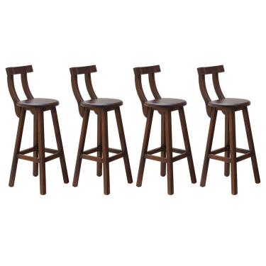 Imagem de Kit 4 Banquetas Alta Com Encosto Madeira Maciça - Imbuia