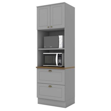 Imagem de Torre Quente 2 Fornos Americana Cinza Com Tampo Nature - Móveis Cinza-nature