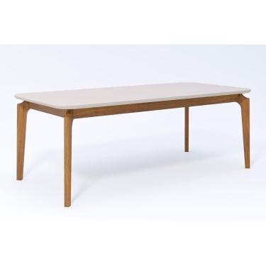 Imagem de Mesa De Sala Jantar Ficus C- Tampo Madeirado Vidro 210x100cm Carvalho-off White - Cimol