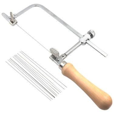 Imagem de Miniserra de joias portátil com alça de madeira, serra de 12 peças, moldura ajustável de aço inoxidável, marcenaria, fabricação de modelos e artesanato faça você mesmo