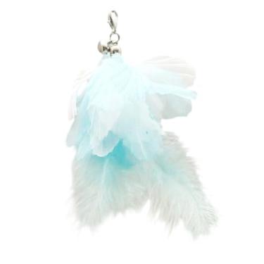 Imagem de Luzhengyang Recargas de varinha Feather Cat Teaser – Cabeças inspiradas em pássaros naturais, acessórios de brinquedo de gato para brincadeiras interativas (pacote com 5) (refil azul de flor arco-íris