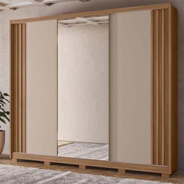 Imagem de Guarda Roupa Casal Ambiente Arizona 3 Portas Carvalho Fendi Com Espelho - Moval