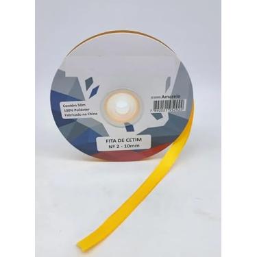 Imagem de Fita de Cetim Simples 10mm N°2 com 50 Metros - UNIDADE - Escolha a Cor (AMARELO C1020)