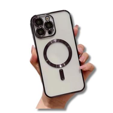 Imagem de Capinha Magnética capa iPhone 12 13 14 15 16 Pro Promax silicone anti-impacto (preto, iPhone 14 Pro Max)