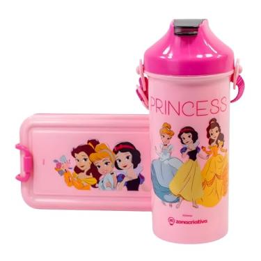 Imagem de Zonacriativa – Kit Lunch Box Princesas | Marmita 620ml com Talher + Copo 500ml com Canudo e Alça | Prático, Reutilizável e Perfeito para a Hora do Lanche
