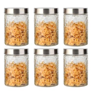 Imagem de Conjunto 6 Potes Vidro Rattan 1200ml - Class Home