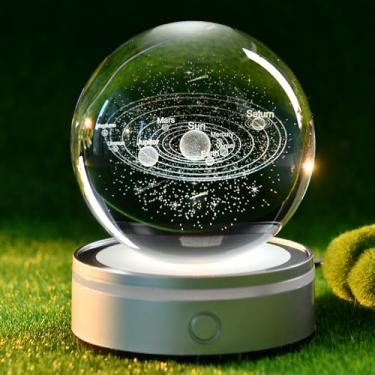 Imagem de ZRENJHUS Sistema Solar 3D Bola de Cristal Universo Bola de Vidro Espaço Astronomia Presente Planetas Modelo Ciência Astrofísica Presentes Sistema Solar Luz Noturna Globo de Vidro Decoração com 12
