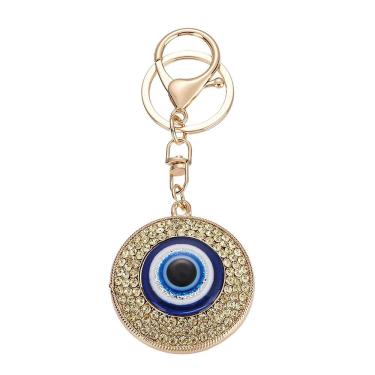 Imagem de Chaveiro Evil Eye azul e dourado de cristal metálico 5x5cm
