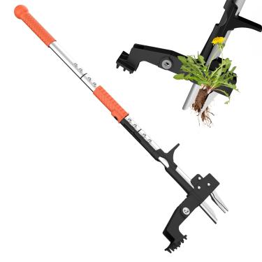 Imagem de POOSIDE Ferramenta extrator de ervas daninhas, extrator de ervas daninhas de jardinagem com cabo ergonômico de 99,8 cm de comprimento e 3 garras de aço inoxidável de alta resistência, remova