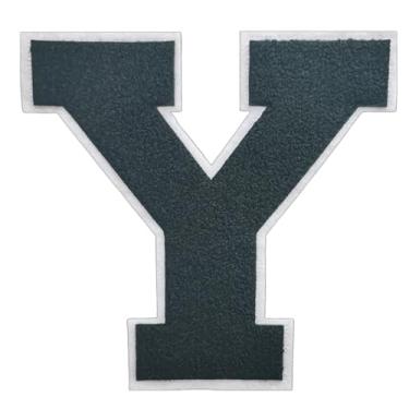 Imagem de 1 PÇ Patch de letra de chenille preto de 16,5 cm com borda branca – Remendos do alfabeto para roupas, jaquetas, mochilas, chapéus para decoração personalizada, nome personalizado e artesanato. (Y)