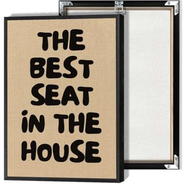 Imagem de Pôster The Best Seat In The House Impressão minimalista em tela bege e preta para sala de estar quarto decoração de parede de casa 30 x 40 cm sem moldura