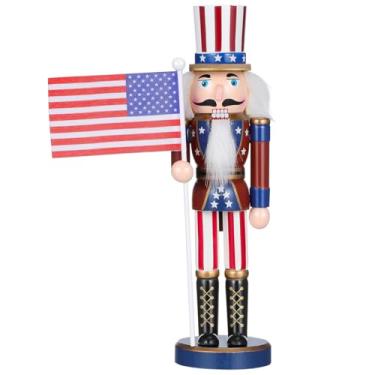 Imagem de VALICLUD Bonecos de Natal Quebra-Nozes de Madeira Soldado Quebra-Nozes Ornamento de Fantoche Decoração de Casa, 25 cm