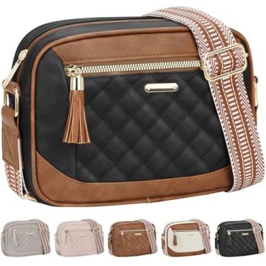 Imagem de Tenot Bolsa transversal feminina, Preto - marrom, 9.45" x 2.36" x 7.09", Tendência