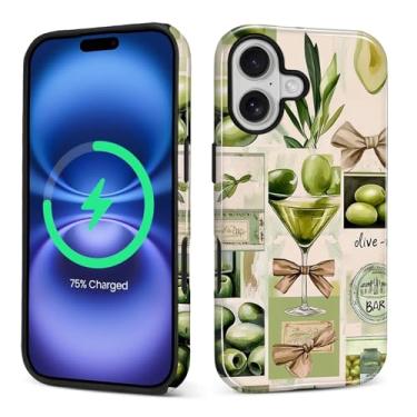 Imagem de Zhhoya Capa para iPhone 17, Dirty Martini Vintage Matchbox Colagem Padrão Impressão Brilhante Compatível com Magsafe Capa Rígida Híbrida de 2 Camadas Proteção para Meninas Mulheres Meninos Homens