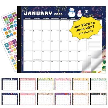 Imagem de Teloence Calendário de mesa grande, 56 x 43 cm 2026-2027, use agora até dezembro de 2027 como calendário grande de mesa ou agenda de parede suspensa extragrande, designs sazonais coloridos, inclui