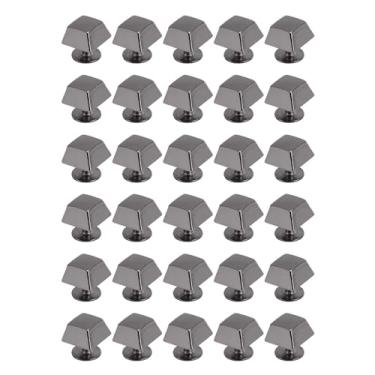 Imagem de Botão de rebite traseiro parafuso 12 mm formato trapézio quadrado cor brilhante bolsa de mão de alta resistência rebite pontiagudo para cintos e acessórios liga de zinco ferro 30 (Prata Preto)