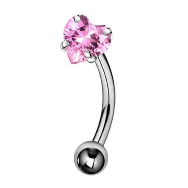 Imagem de Niaspi G23 Anel de sobrancelha de coração de titânio para mulheres CZ corações de cristal 20G sobrancelha curvos anéis de barra cartilagem tragus hélice piercing corporal joia, 20g, Titânio Cristal