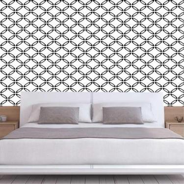 Imagem de Papel De Parede Branco E Desenhos Preto Autocolante Lavável - LRP