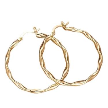 Imagem de Brincos de argola vintage simples torcidos ondulados para mulheres, banquetes, casamentos, festas, joias, acessório para presente, One size, Cobre, Sem pedra preciosa