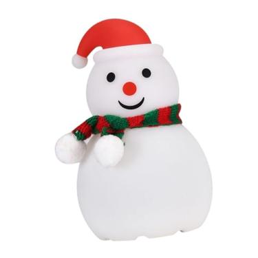 Imagem de IEUDNS Luminária de mesa com abajur de boneco de neve, luz noturna sensível ao toque, alto-falante para música, ideal para dormitórios e lareiras.