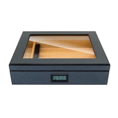 Imagem de HGTRH Umidor de charuto, caixa de armazenamento de charutos com forro de madeira de cedro com armazenamento eletrônico de separação livre de temperatura e umidade