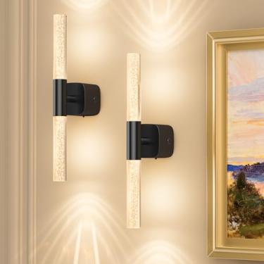 Imagem de Eclipterra Arandela de parede operada por bateria conjunto de 2 lâmpadas de parede recarregáveis alimentadas por bateria com lâmpadas de parede reguláveis sem fio de 12000 mAh para quarto e sala de