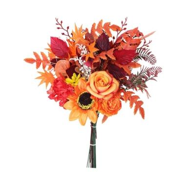 Imagem de Fxzqgnh Buquê de Flores Artificiais de Outono, Decoração para Jardim, Escritório, Mesa, Casa, Casamento, Flores Artificiais, Arranjo Floral de Outono, Style B, Tamanho real