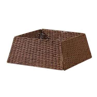 Imagem de rockible Saia para árvore de Natal, decoração para festas, base e suporte para anel de árvore de Natal, capa para ano, casa, ambiente interno e externo, Marrom Escuro