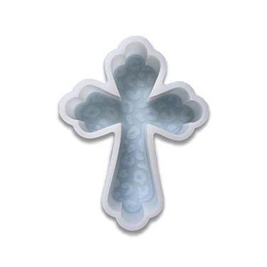 Imagem de Duawenki Molde de silicone para carro Freshie em forma de cruz para fazer sabonete, aroma, refresco de carro, pingente, vela, resina (A)