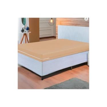 Imagem de Capa de Colchão Solteiro Box Bege, Polipropileno, 88x188x30cm, com Elástico, Protetor contra Ácaros