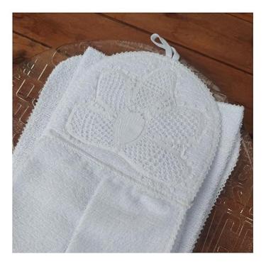 Imagem de Toalha Seca Mão em Renda Renascença Branca Bordada, 57cm x 17cm, 76g, Artesanato do Ceará
