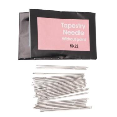 Imagem de Pacote de agulhas de costura de olho grande com 25 agulhas de bordado à mão de aço inoxidável sem corte para iniciantes e crianças Ferramentas de costura seguras e fáceis de (Nº 22)