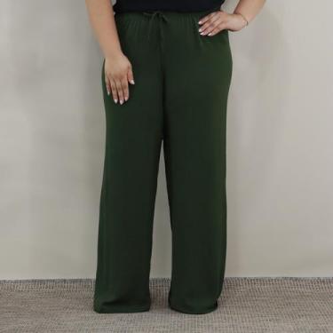Imagem de Calça Plus Size Pantalona Feminina Soltinha Elástico Fino na Cintura C