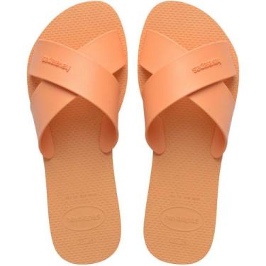 Imagem de Chinelo Rasteira Havaianas Aqua Tiras em X, Pêssego, 35/36