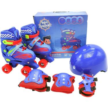 Imagem de Patins Quad Infantil Ajustável Unitoys Com Capacete e Kit de Proteção Completo