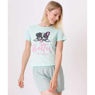 Imagem de Pijama Feminino Estampa Cachorro Marisa-32013, Verde, M