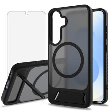 Imagem de Asuwish Capa de celular para Samsung Galaxy S24/S25 5G, com protetor de tela de vidro temperado, magnético, translúcido, suporte dobrável, à prova de choque, capa protetora S 24 24S 25 25S G5 SM-S931U