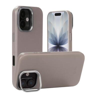 Imagem de alto Capa de couro italiano compatível com iPhone 17 2025, capa protetora magnética compatível com MagSafe, série Uplop (iPhone 17, 6,3 polegadas, cinza cimento)