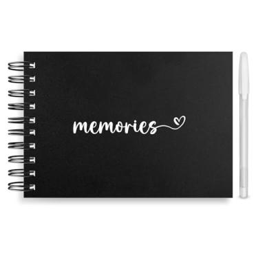 Imagem de Kit Scrapbook Criativo, Álbum 25 Folhas Pretas, Caneta Gel Branca, 2 Cartelas de Adesivos A5