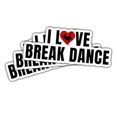 Imagem de 3 adesivos I Love Breakdance, decalque de vinil de dança hip hop para adolescentes, adultos, laptop, carro, garrafa de água, scrapbook, caderno, breakdancers, fãs de dança de rua, membros da equipe
