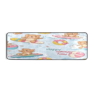 Imagem de Qilmy Tapete de corrida com animais fofos para surfar em pranchas de surfe, 183 x 61 cm, antiderrapante, antifadiga, confortável, tapetes longos para cozinha, quarto, sala de estar, banheiro