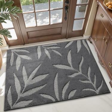 Imagem de LUMI Tapete de porta da frente armadilha de sujeira interno para entrada, lavável, antiderrapante, tapete absorvente de baixo perfil interno para entrada, pátio, garagem, 91 cm x 152 cm, cinza escuro