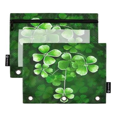 Imagem de Wassud Corrente de trevo de quatro folhas, pacote com 2 pastas, pastas de bolso com 3 furos, pasta organizadora de arquivos para casa, escritório